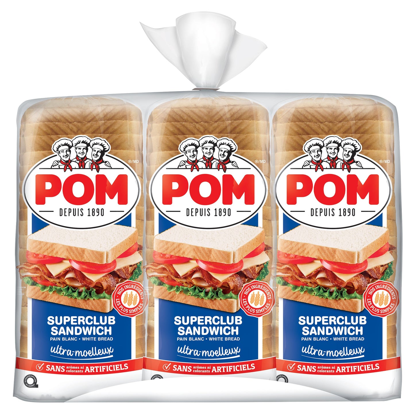 POM Superclub Sandwich White Bread, 3 × 675 g - image 1
