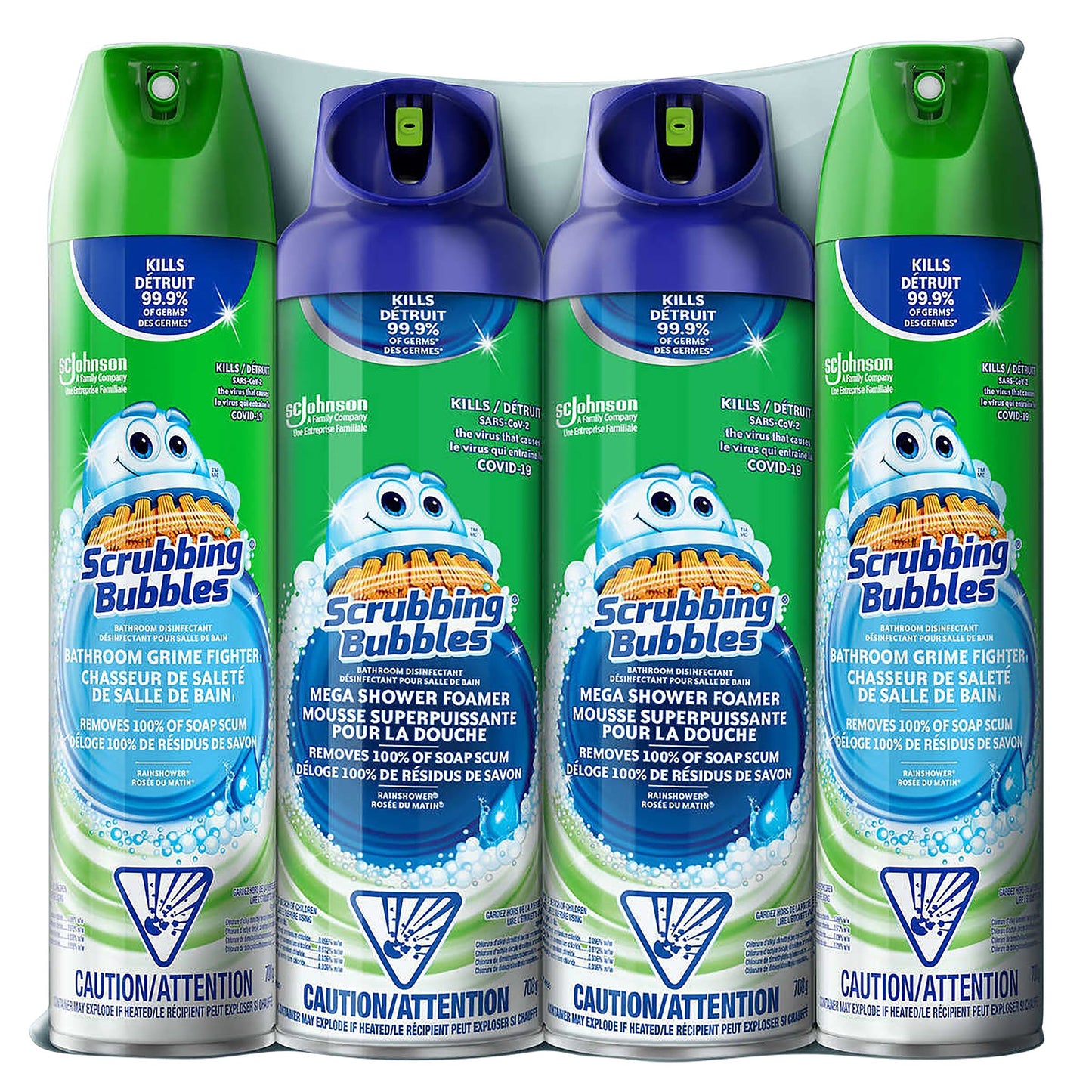 Scrubbing Bubbles Mega Shower Foamer and Bathroom Cleaner Aerosol Combo, 4 x 708g - image 1
