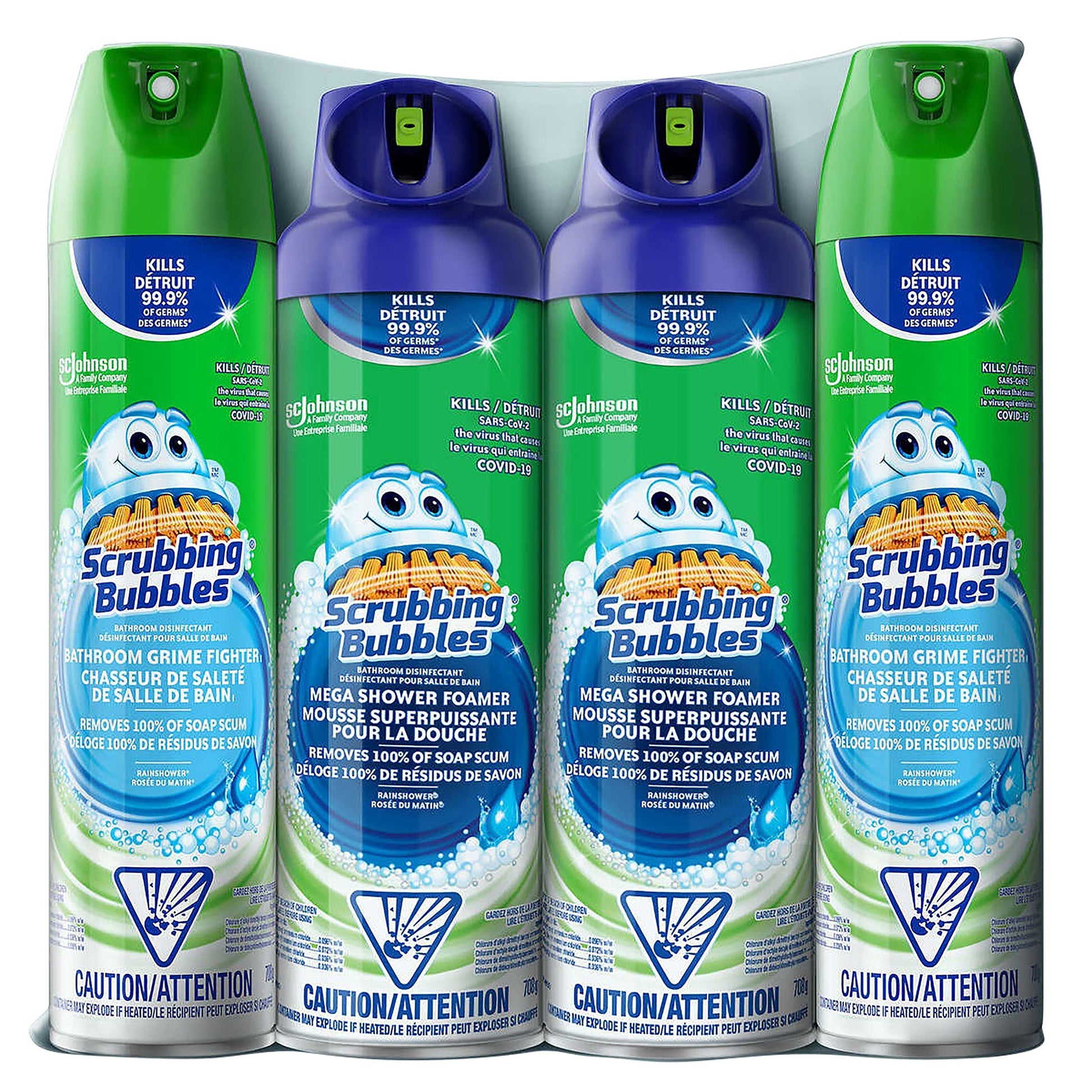 Scrubbing Bubbles Mega Shower Foamer and Bathroom Cleaner Aerosol Combo, 4 x 708g - image 1