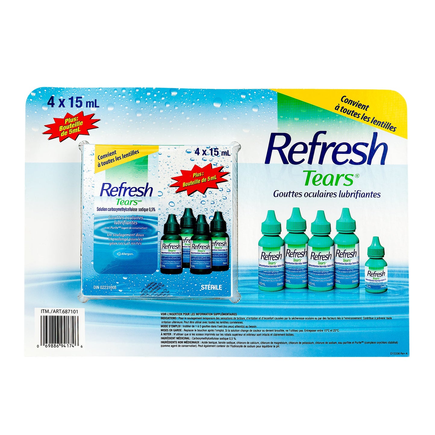 Refresh Tears Lubricant eye drops, 4 × 15 mL - image 1