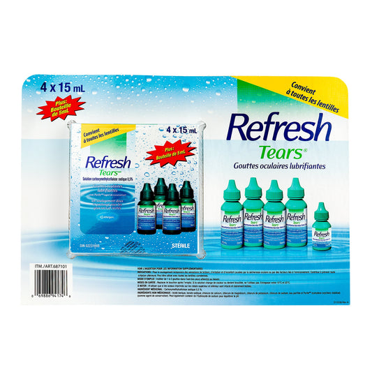 Refresh Tears Lubricant eye drops, 4 × 15 mL - image 1