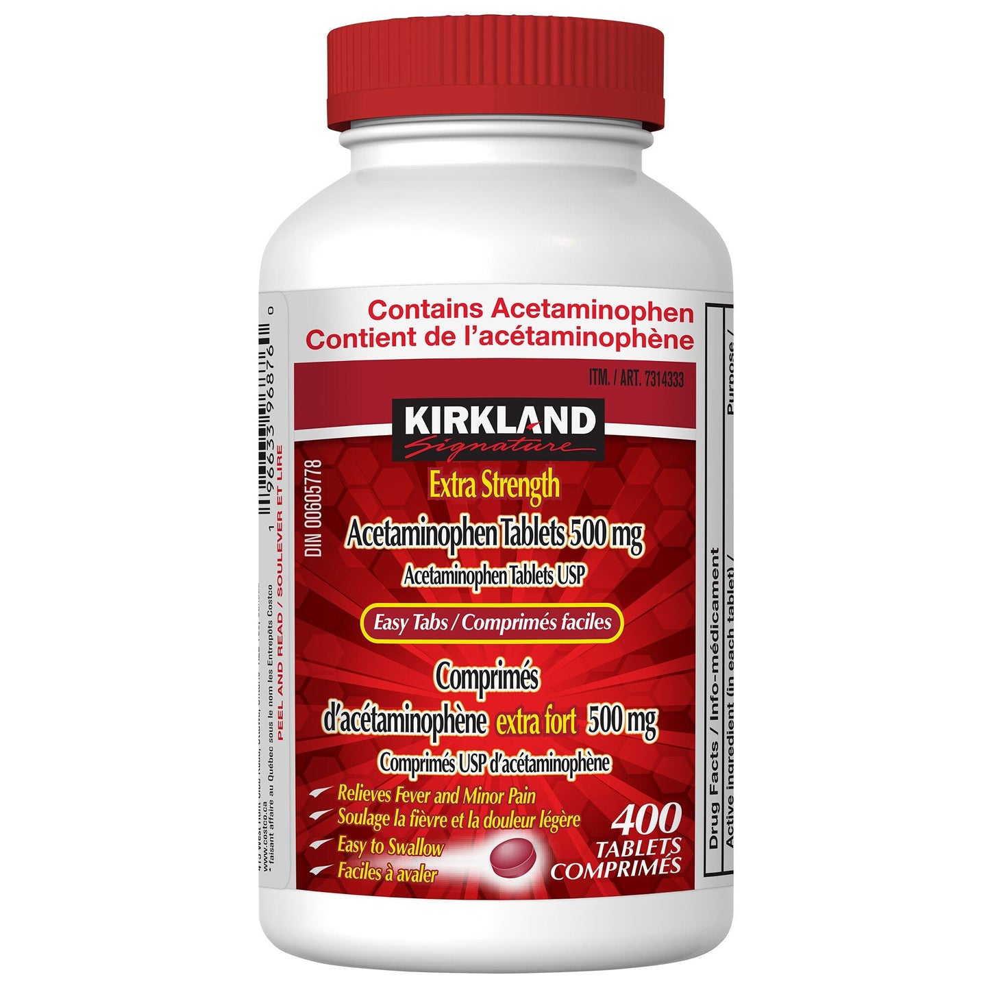 Kirkland Signature Acetaminophen Easy Tab 500mg, 400 tablets - image 1