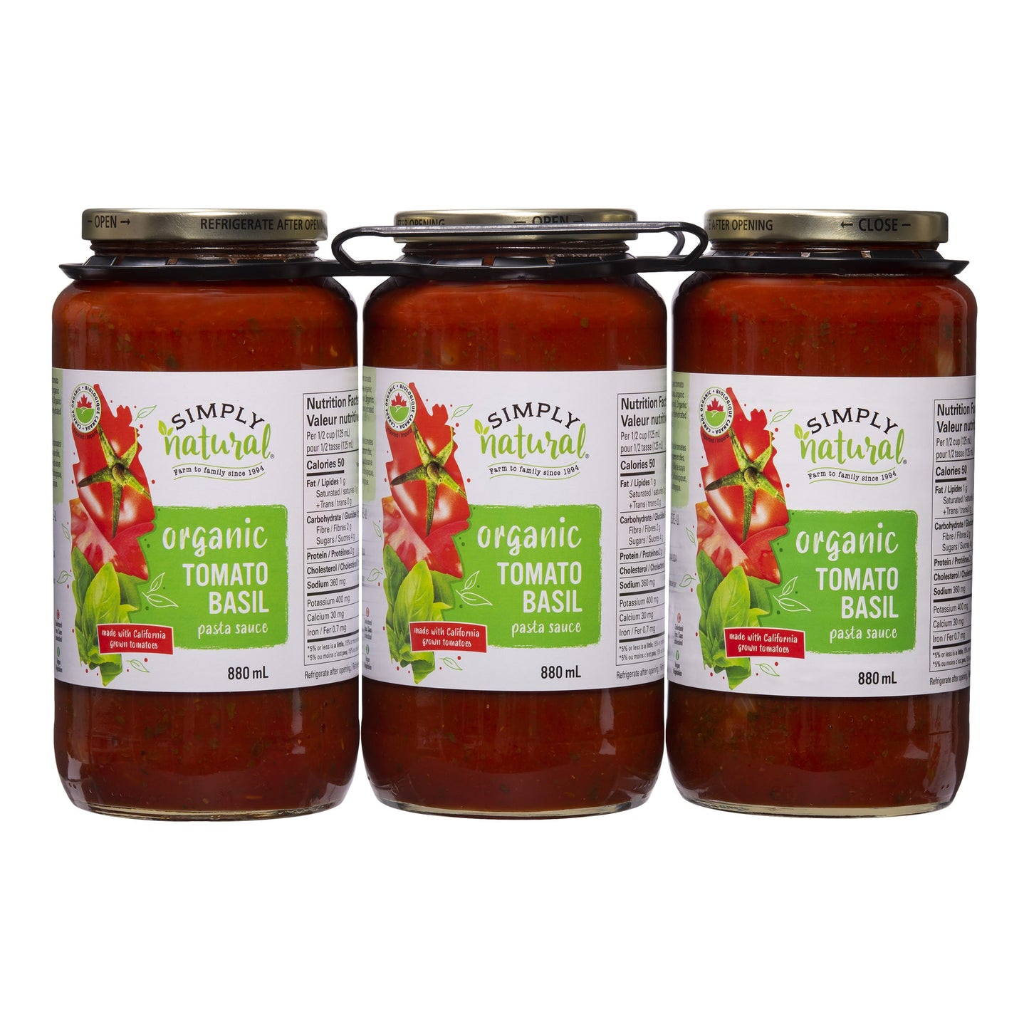 Simply Natural - Organic Tomato Basil Pasta Sauce, 3 x 880 mL - image 1