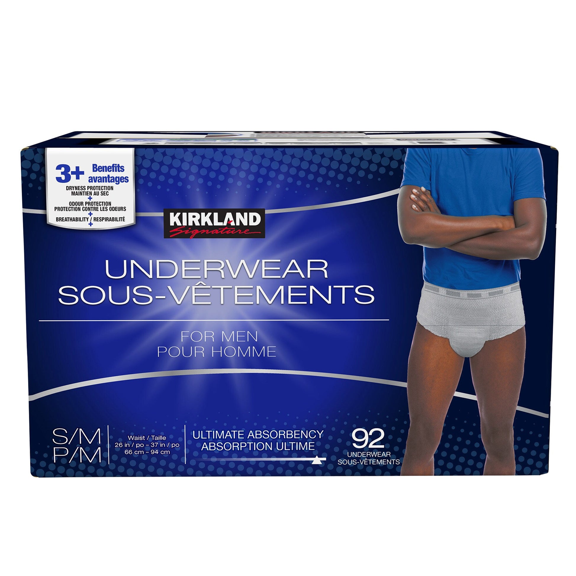 Kirkland Signature Men's Protective Underwear, Small/Medium, 92-pack - image 1
