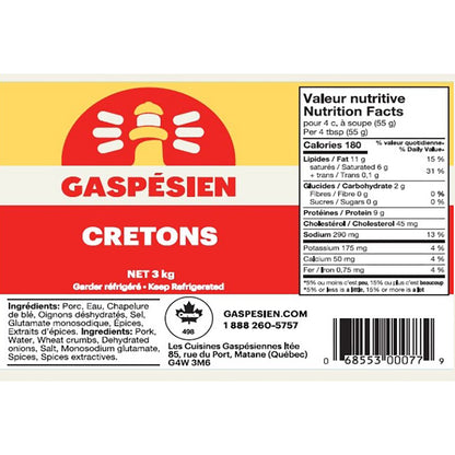Gaspésien Cretons, 3 kg - image 2