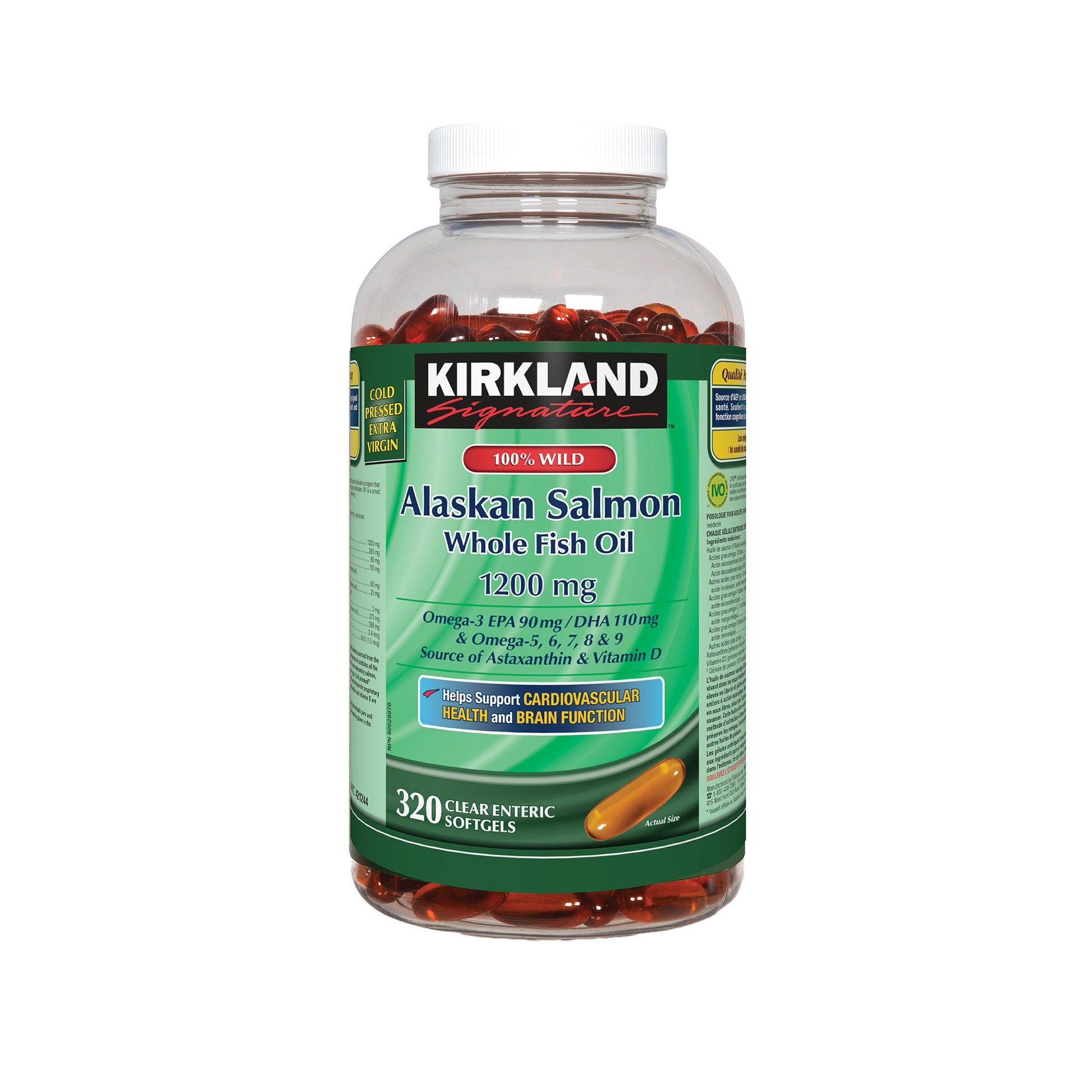 Kirkland Signature 100% Wild Alaskan Salmon Whole Fish Oil, 320 softgels - image 1