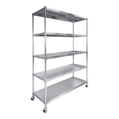 Stainless Steel Shelving On Double Wheels 5 Shelves,  NSF certified - image 1