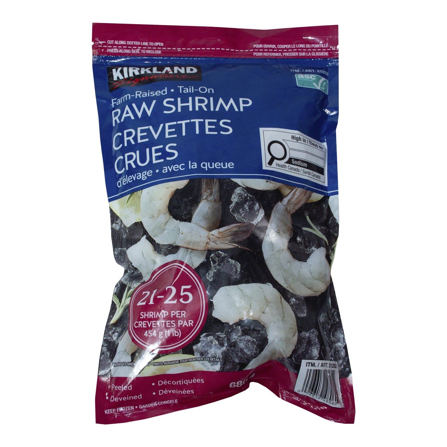 Kirkland Signature Frozen 21/25 Tail-on Raw Shrimp, 680 g - image 1