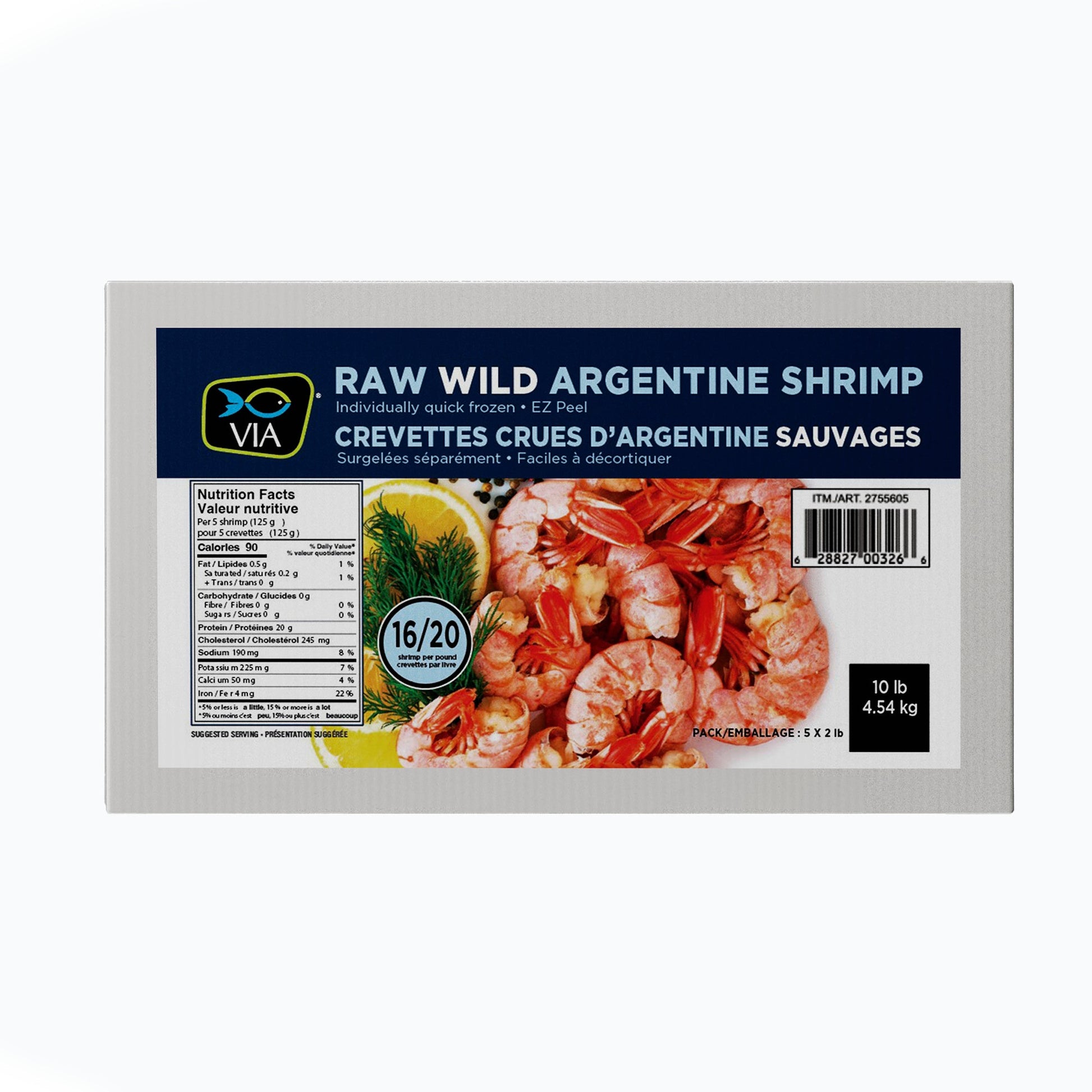 Via Raw Wild Argentine Shrimp, 4.54 kg - image 1