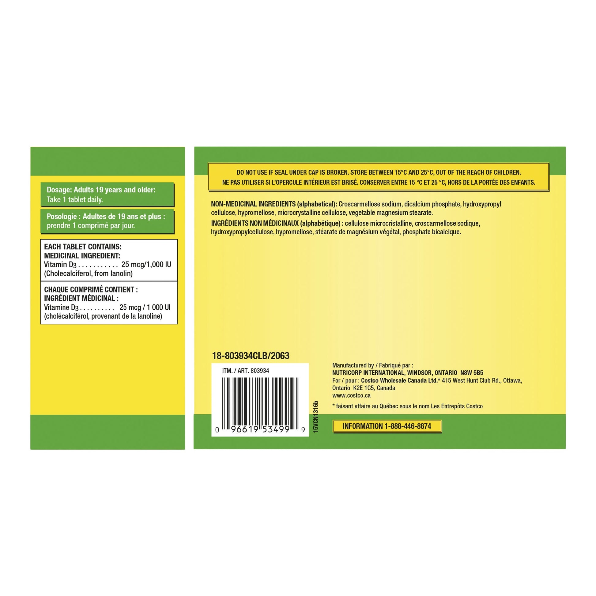 Kirkland Signature Vitamin D3 1,000 IU, Pack of 2 - image 3