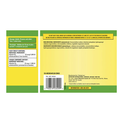 Kirkland Signature Vitamin D3 1,000 IU, Pack of 2 - image 3