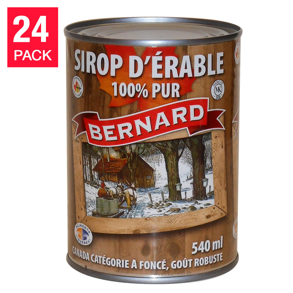 BERNARD Canada Grade A Dark, Robust Taste Maple Syrup, 24 x 540 mL - image 1