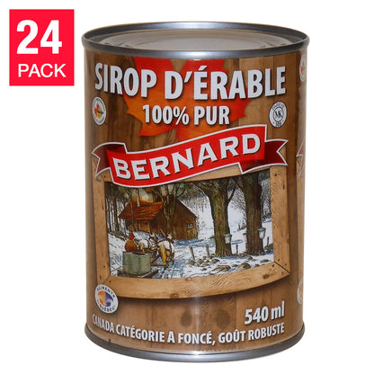 BERNARD Canada Grade A Dark, Robust Taste Maple Syrup, 24 x 540 mL - image 1