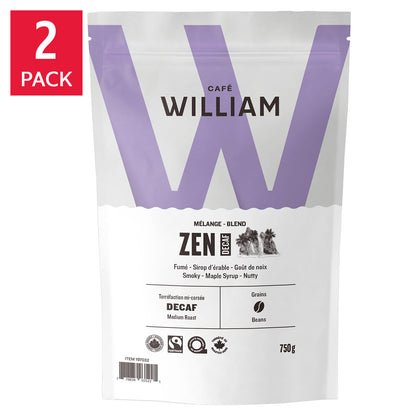 Café William Naturally Decaffeinated Medium Roast Fair Trade and Organic Whole Bean Coffee, 2 x 750 g - image 1