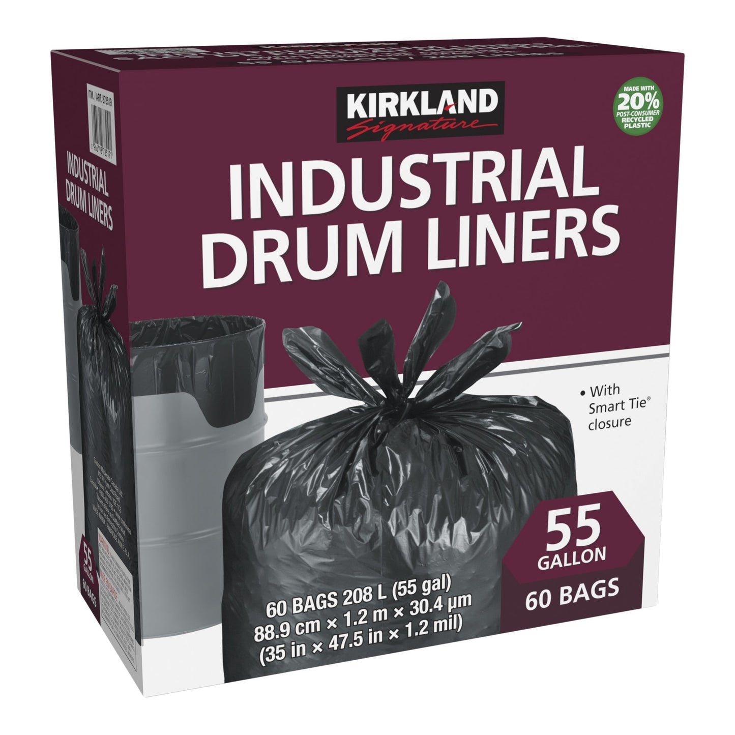 Kirkland Signature, Smart Tie Industrial Drum Liners, Pack of 60 - image 1