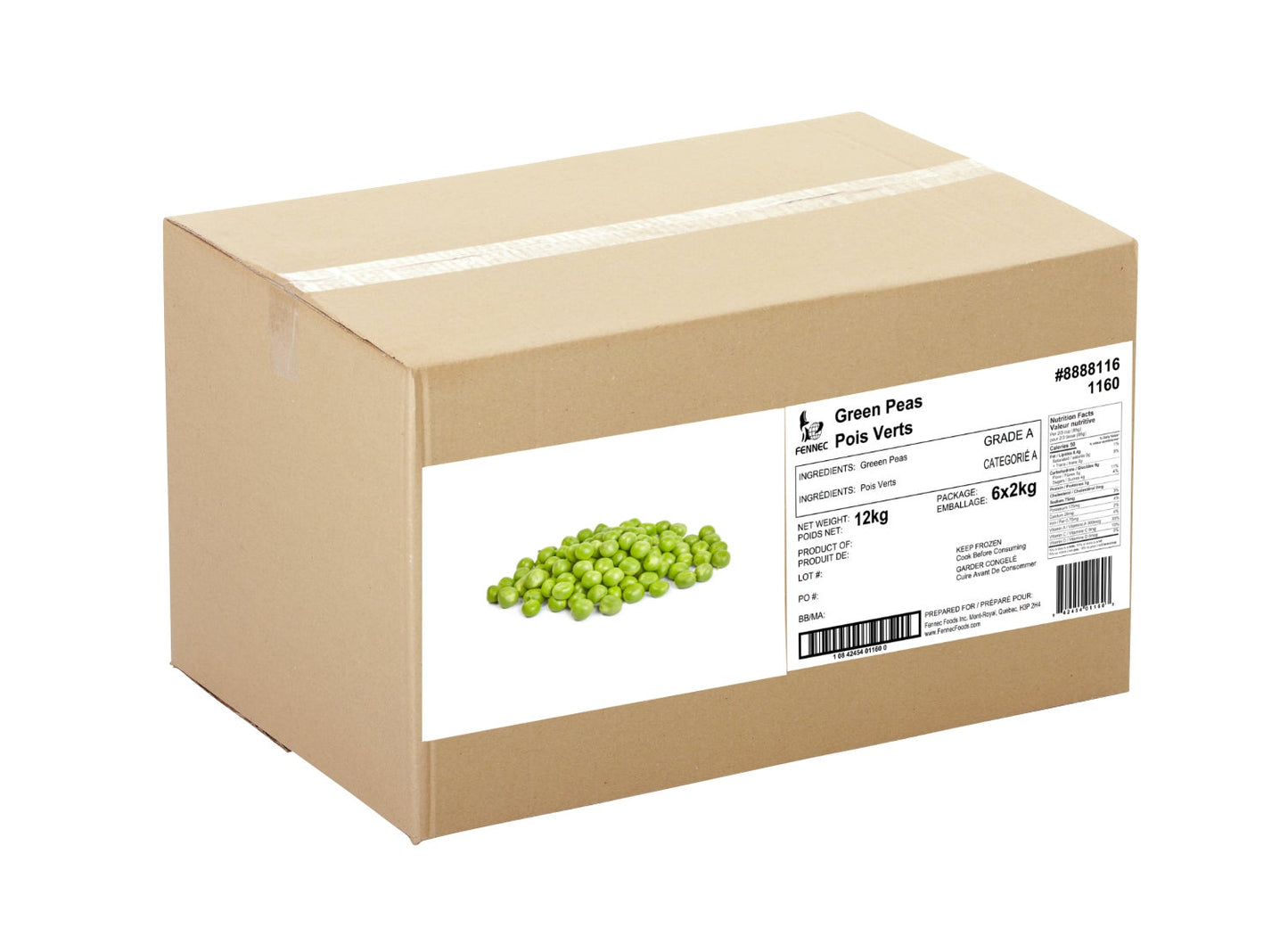 Fennec Frozen Green Peas, 6 x 2 kg - image 1