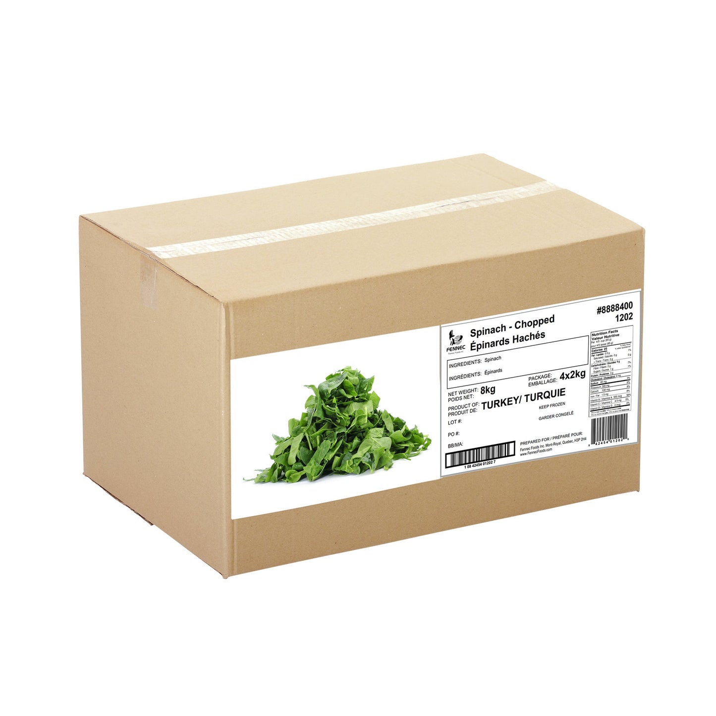 Fennec Frozen Chopped Spinach, 4 x 2 kg - image 1