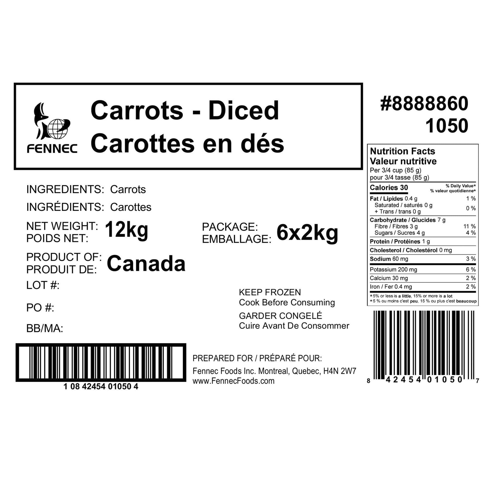 Fennec Frozen Diced Carrots, 6 x 2 kg - image 2