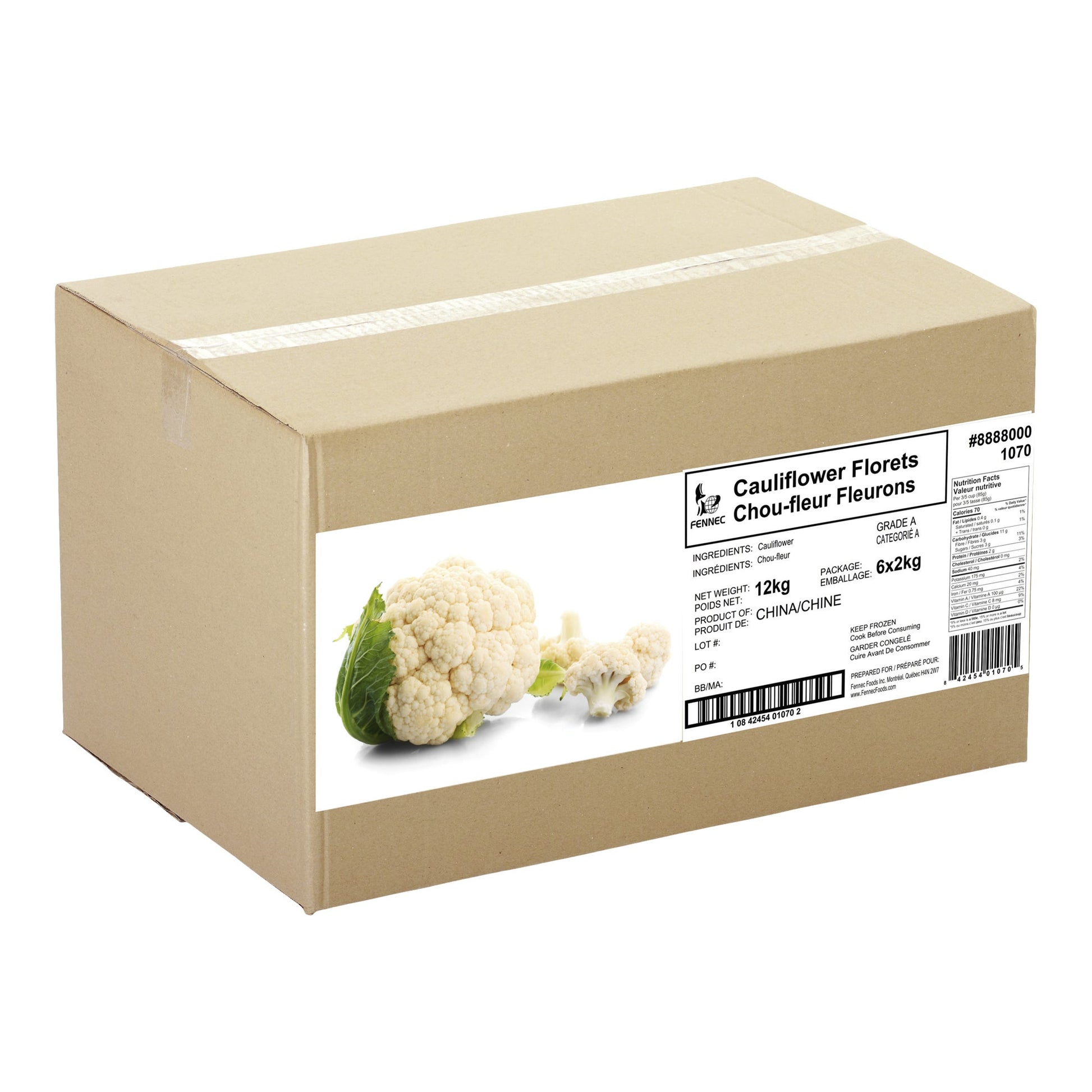 Fennec Frozen Cauliflower Florets, 6 x 2 kg - image 1