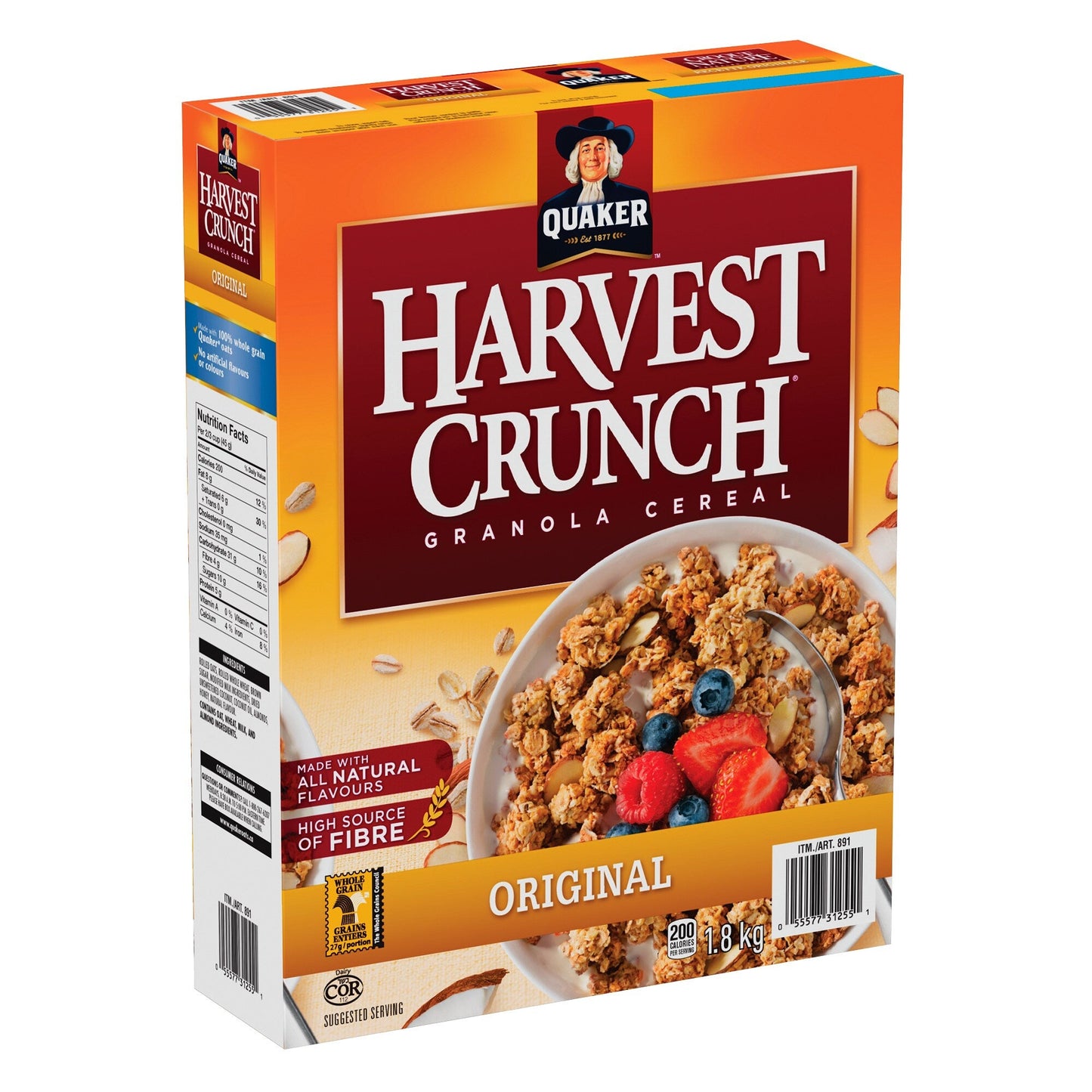 Quaker Harvest Crunch Original Granola Cereal, 1.8 kg - image 1