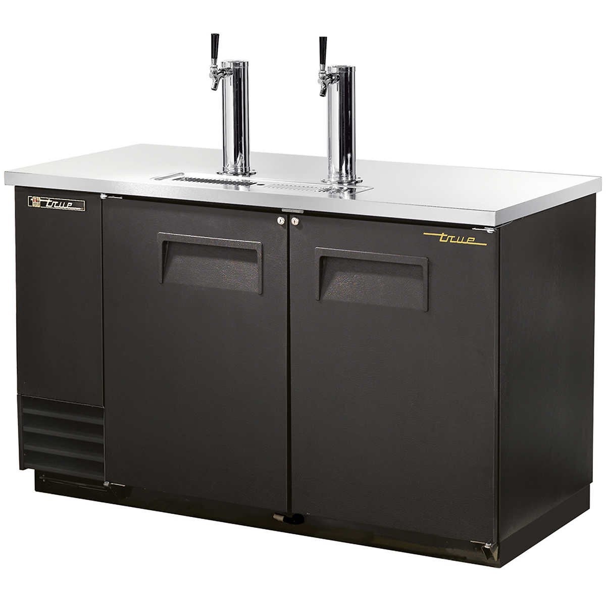 True 59 in. Black Solid Door Direct Draw Beer Dispenser. - image 1