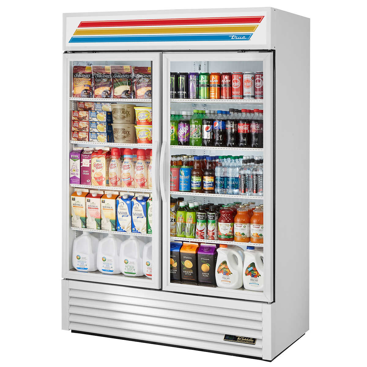 True 54 in (49 ft³) White 2 Door Swing Glass Refrigerator. - image 1