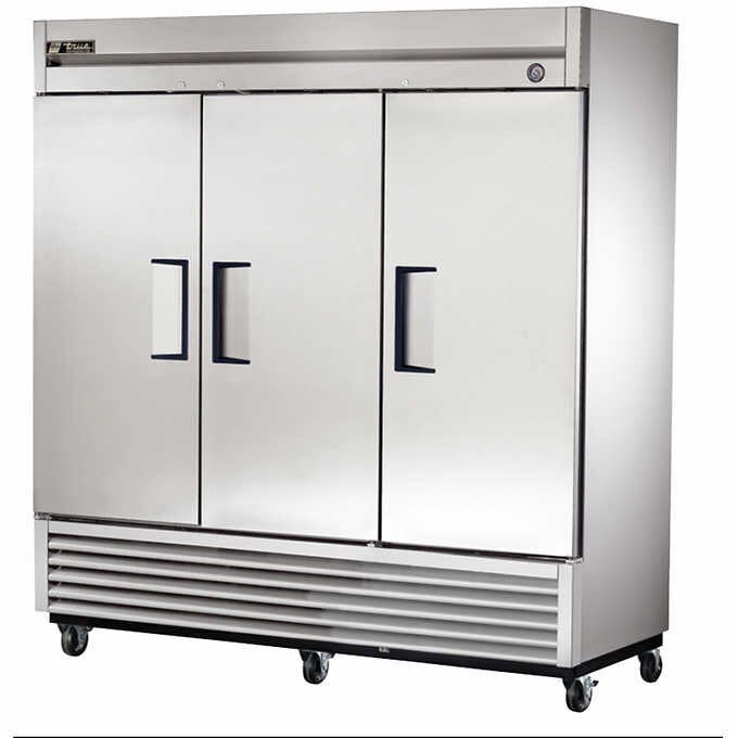 True 78 in. (72 ft³) Stainless Steel Reach-in Solid Swing 3 Door Refrigerator. - image 1