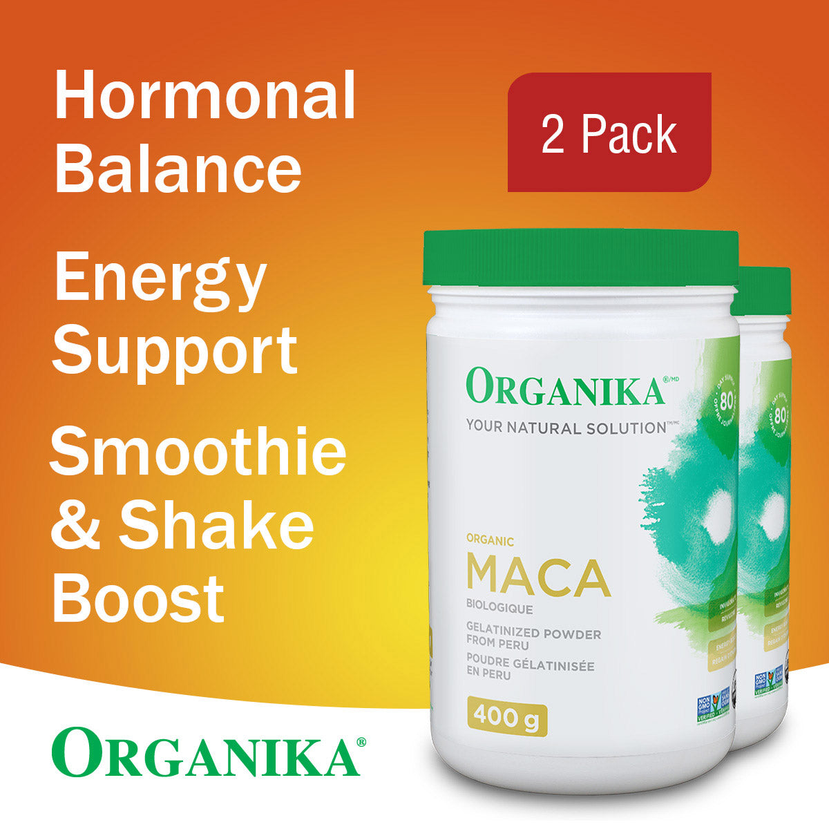 Organika® Certified Organic Gelatinized Maca Powder, 2 x 400 g - image 2