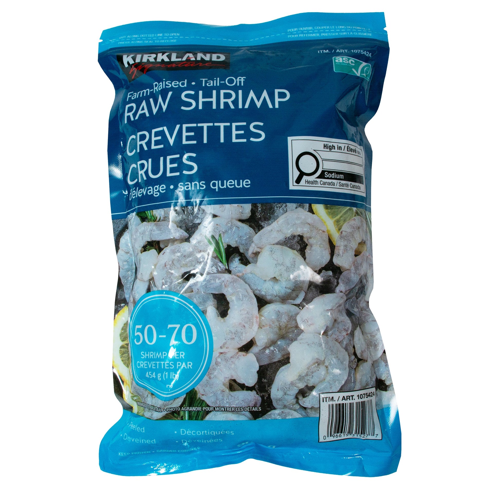 Kirkland Signature Frozen 50/70 Tail-off Raw Shrimp, 907 g - image 1