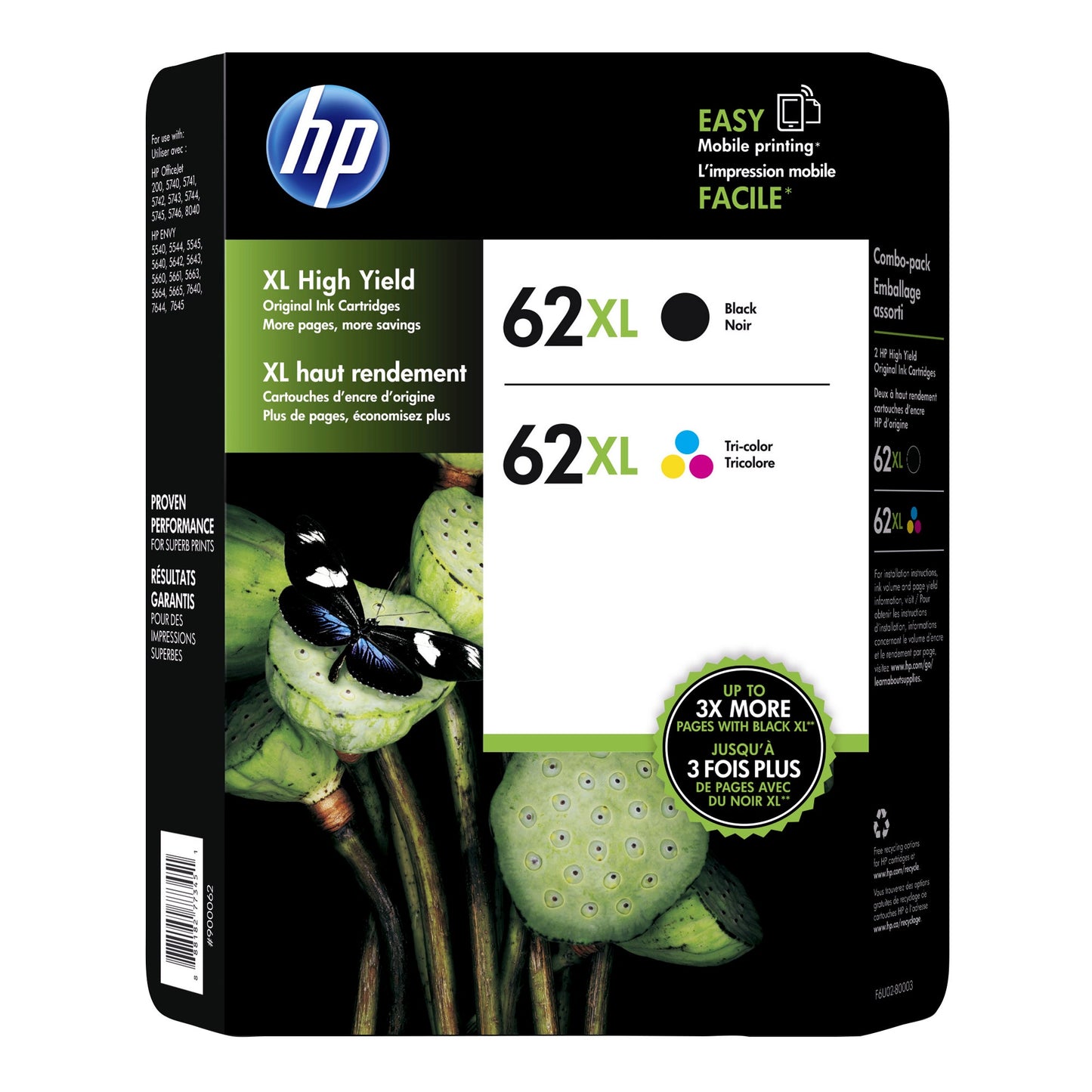 HP 62XL Black and Tri-colour Ink Cartridges, Pack of 2 - image 1
