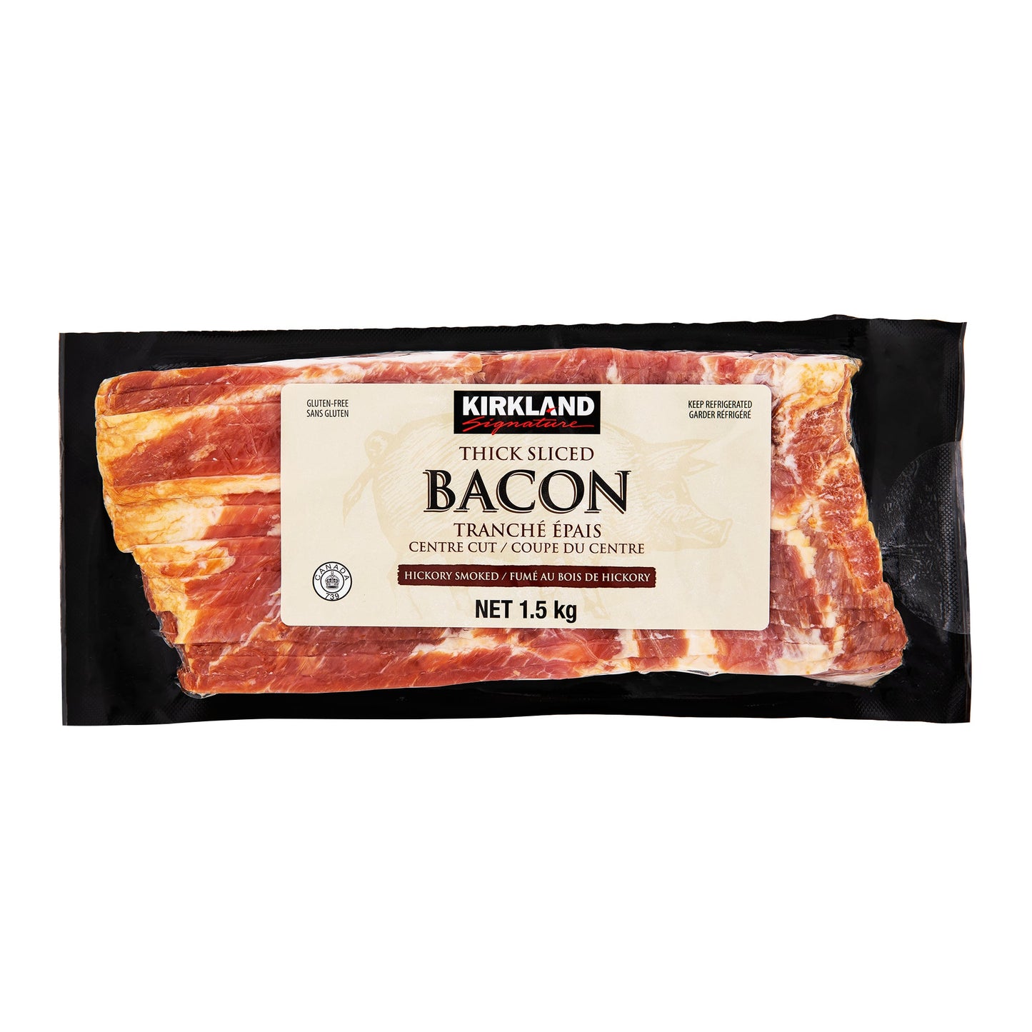 Kirkland Signature Thick Sliced Bacon, 2 × 750 g - image 1