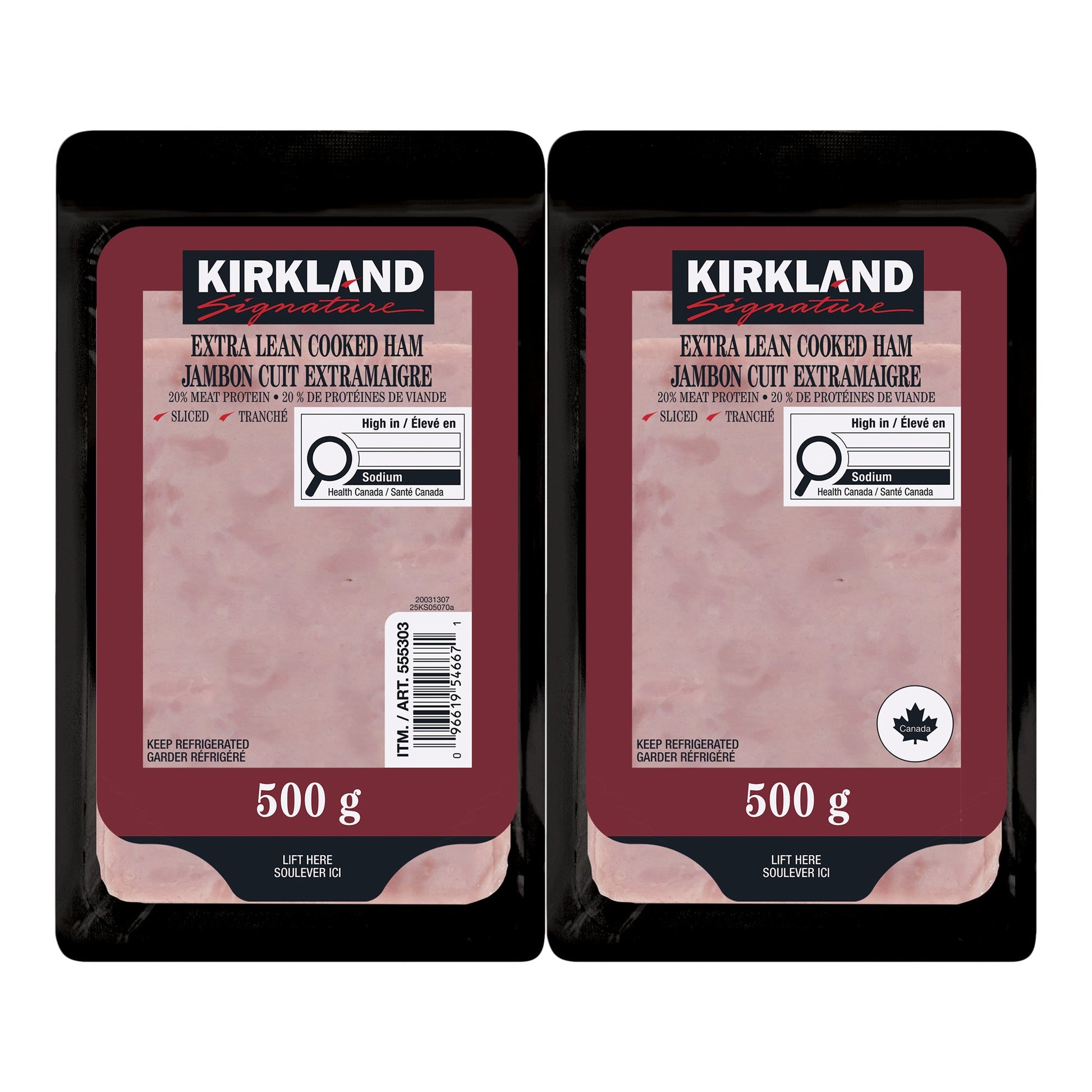 Kirkland Signature Extra-lean Sliced Ham, 2 × 500 g - image 1