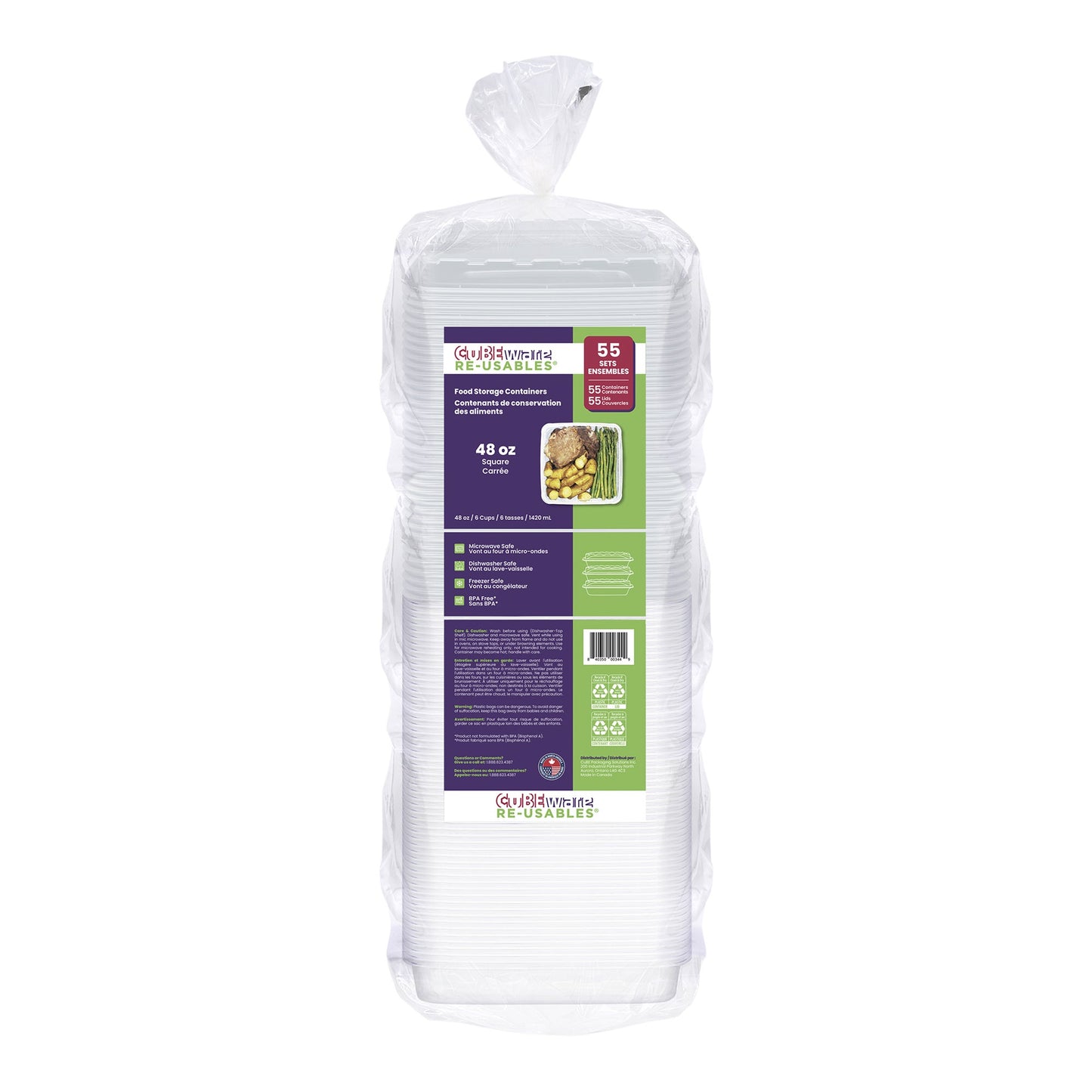 Cubeware Square Food Container 48 oz, Pack of 55 - image 1