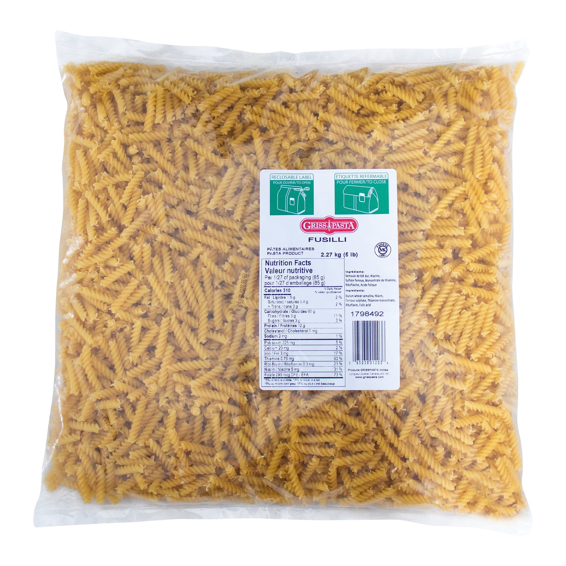 Griss Pasta Fusilli, 2.27 kg - image 1