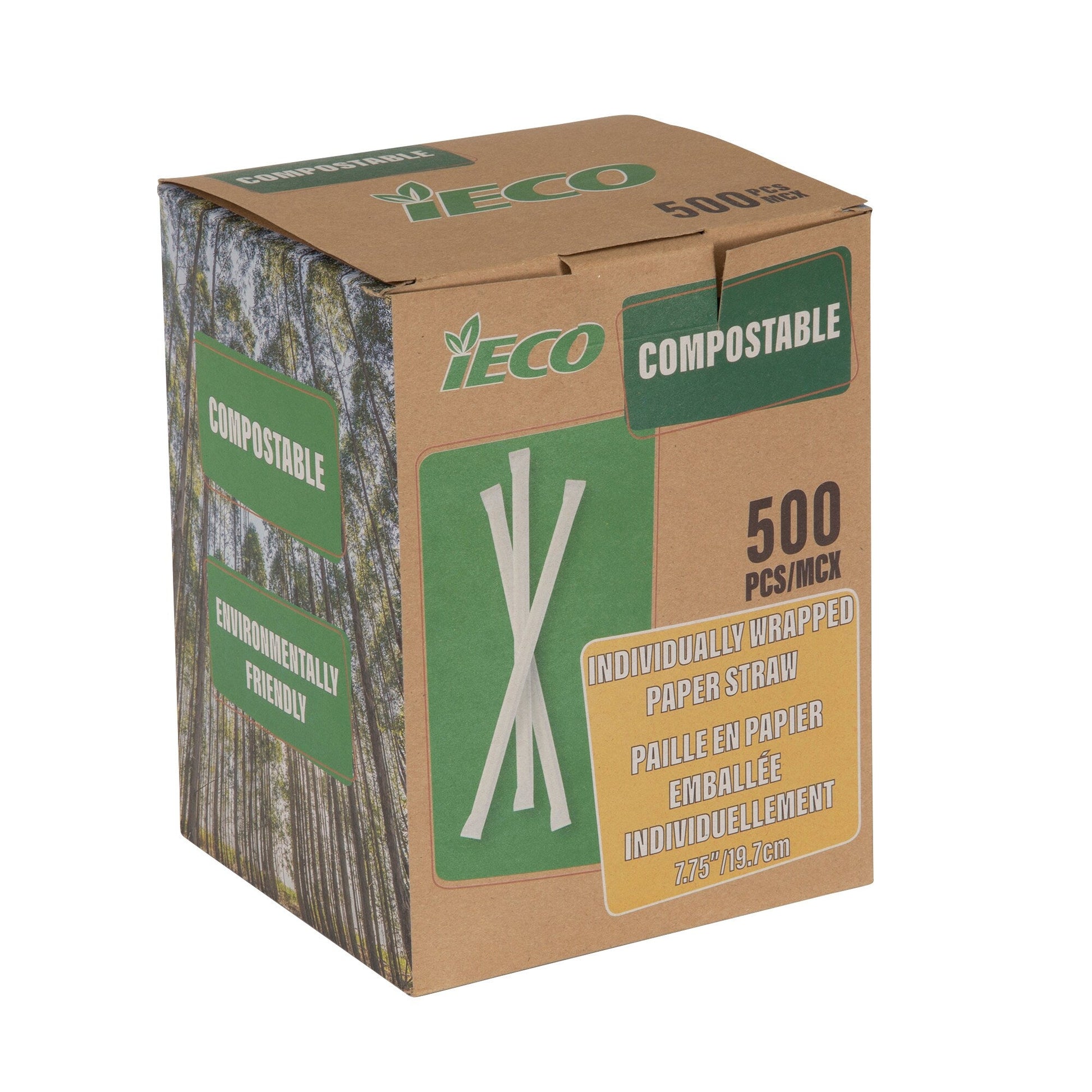 iECO 7.75" Wrapped Paper Straws, 6 Packs of 500 - image 3