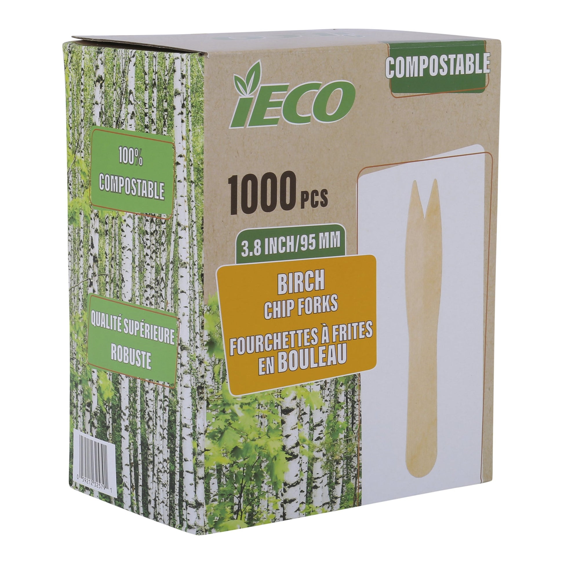 Cafe Express 3.8 Inch Birch Chip Fork, 20 Packs of 1000 - image 3