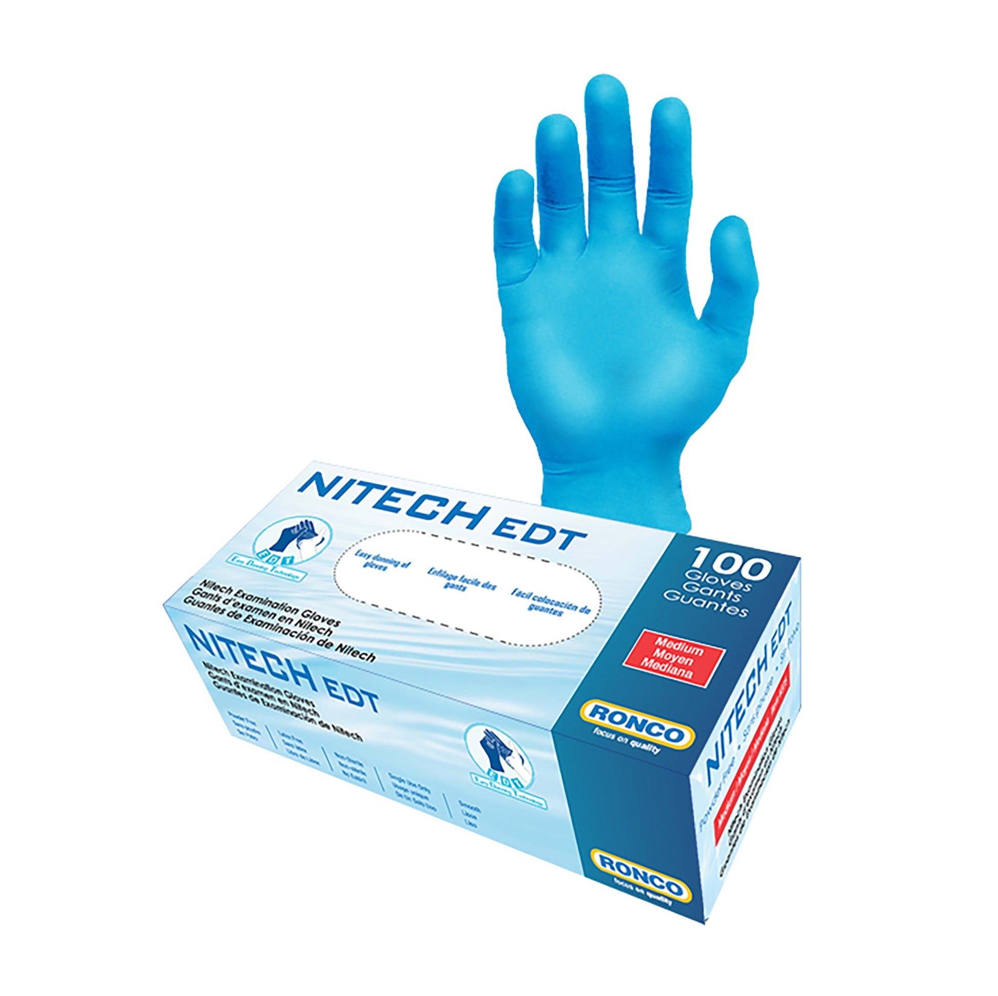 Ronco Nitech EDT® Medium Examination Gloves, 4 packs of 100 - image 1