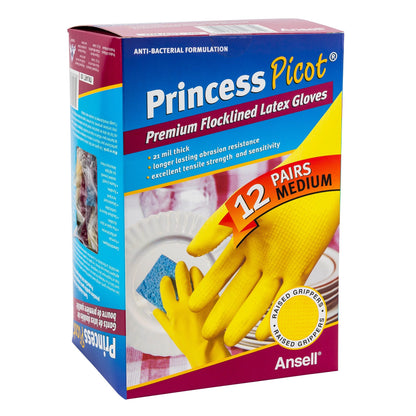 Princess Picot Medium Latex Multi-purpose Gloves, 12 pairs - image 2