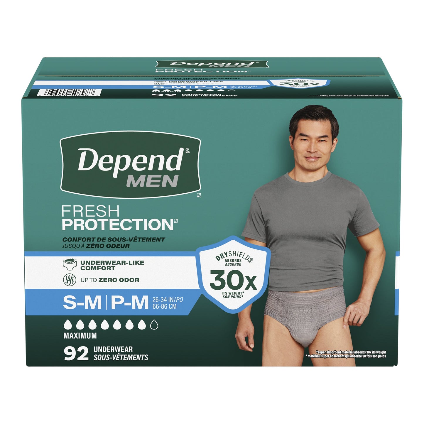 Depend Men's Maximum Absorbency Underwear, Small/Medium - image 1