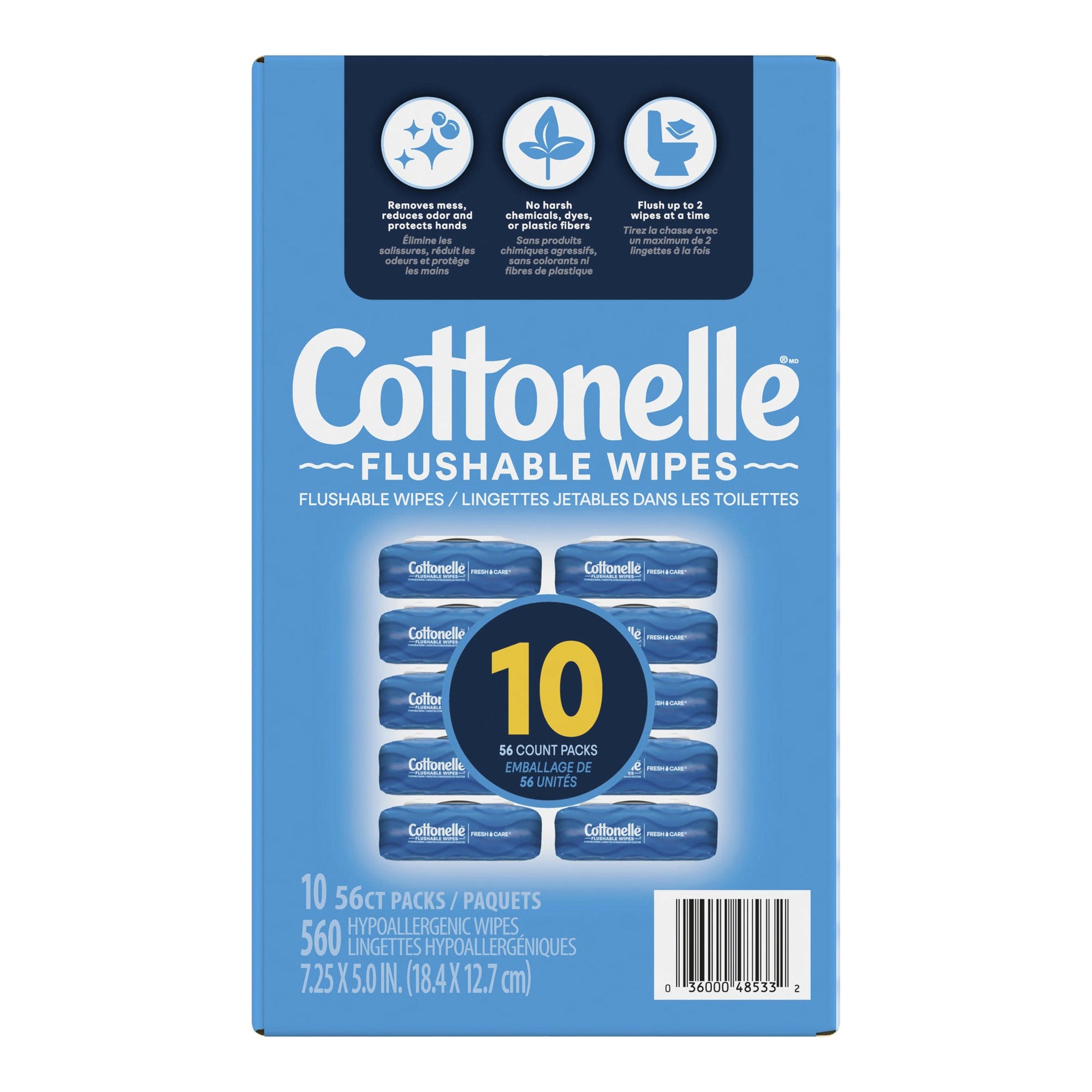 Cottonelle Flushable Wipes, 10 packs of 56 - image 1