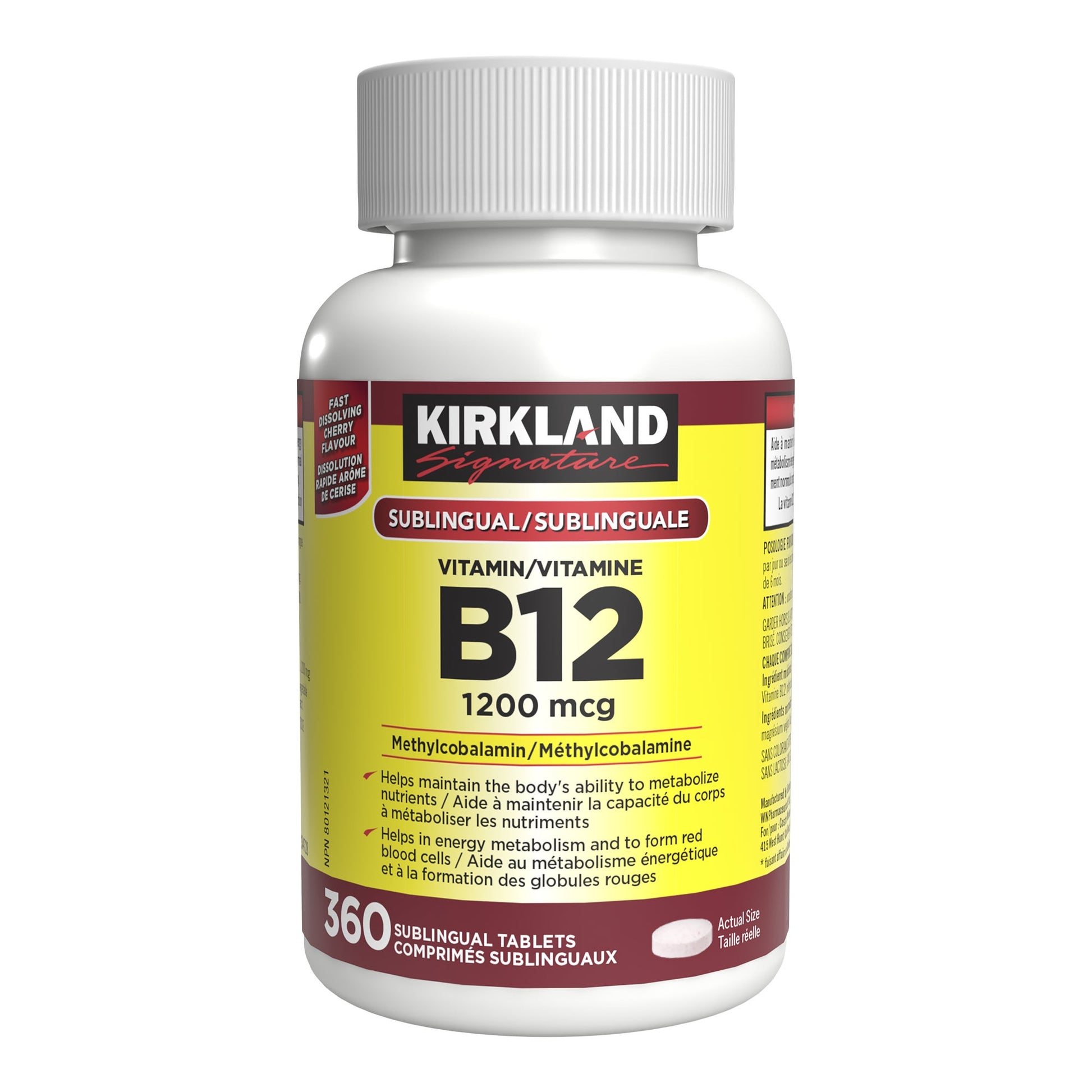 Kirkland Signature Vitamin B12 1200 mcg, 360 sublingual tablets - image 2