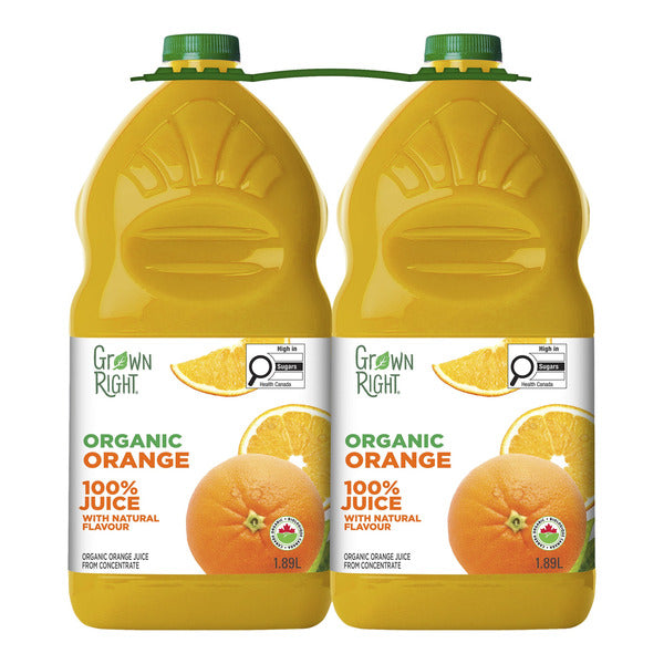 Grown Right Organic Orange Juice, 2 x 1.89 L — image 1