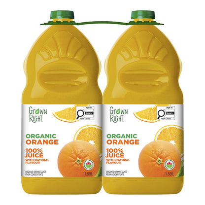Grown Right Organic Orange Juice, 2 x 1.89 L — image 1