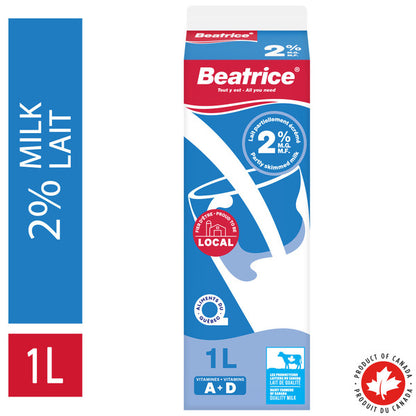 Beatrice 2% Partly Skimmed Milk, 1 L — image 1