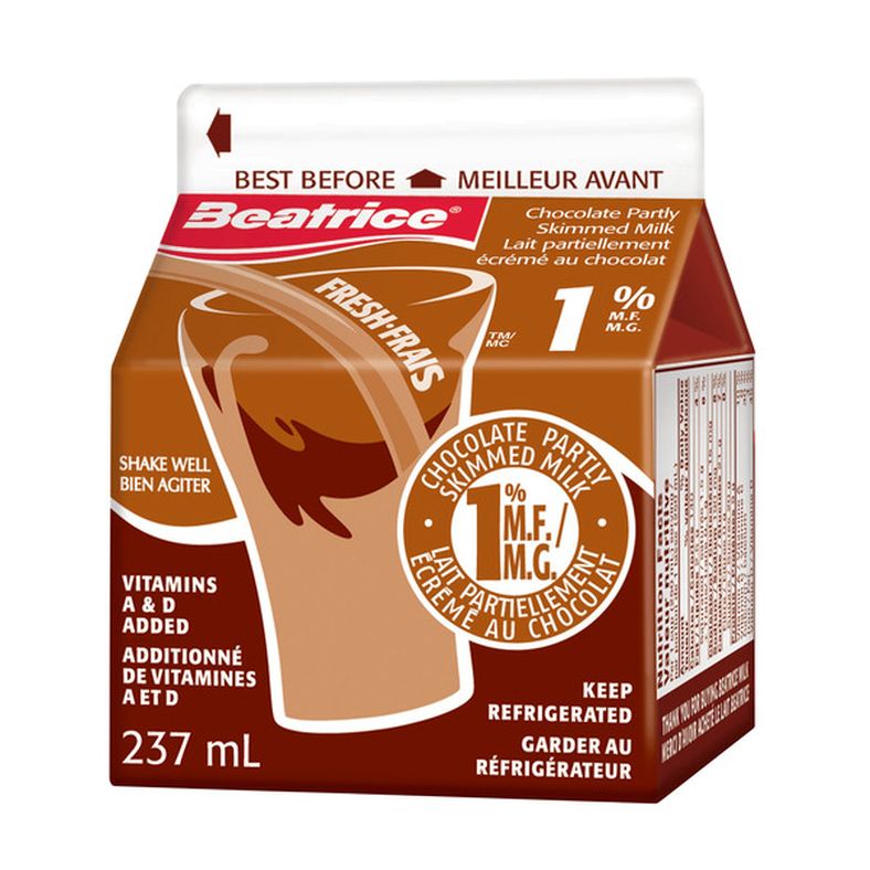 Beatrice 1% Chocolate Partly Skimmed Milk, 237 mL — image 1