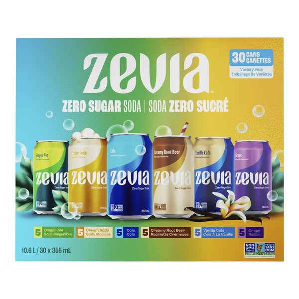 Zevia Zero Sugar Soda Variety Pack, 355 mL 30-pack — image 1