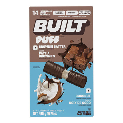 Built Puffs Protein Bars, Brownie Batter & Coconut, 14 × 40 g — product image