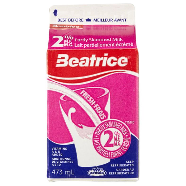 Beatrice 2% Partly Skimmed Milk, 473 mL — image 1