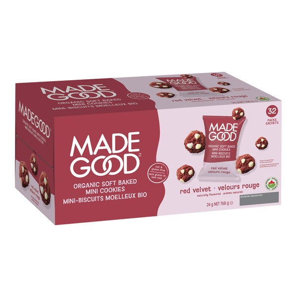 MadeGood Red Velvet Soft Baked Mini Cookies, 32 × 24 g — product image