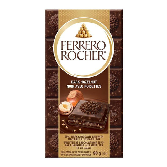 Ferrero Rocher Dark Chocolate Bars With Hazelnut & Cocoa Filling, 8 × 90 g — product image